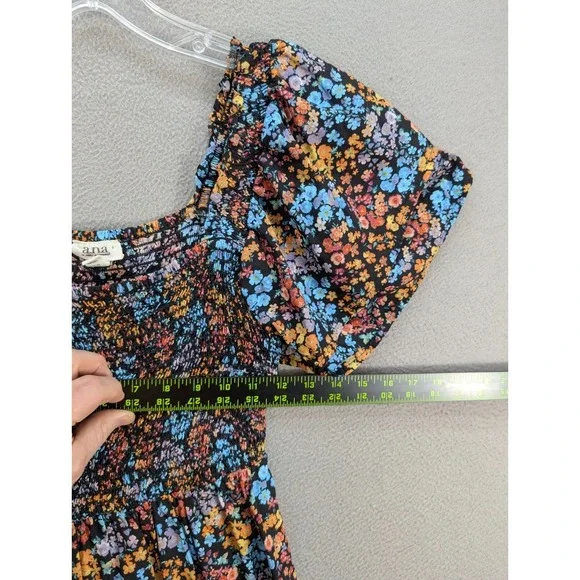 A.N.A Dress Women's Sz XS Floral Cottagecore Puff Sleeves Prairie Smocked Boho‎ - Picture 7 of 12